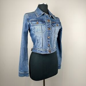 Parasuco Cropped Denim Vintage Jacket Y2K Womens S Distress